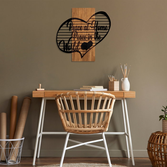 Wallity Peace At Home Peace in The World 1 - Escultura de Pared Nogal y Negro Wallity Peace At Home Peace in The World 1 - Escultura de Pared Nogal y Negro